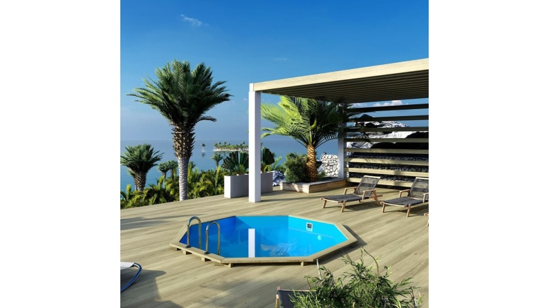 Pool CORAL 3.25 x 3.25 - H.1.18 m, hellblau, freistehend - ohne Betonieren