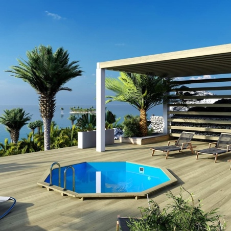 Pool CORAL 3.25 x 3.25 - H.1.18 m, hellblau, freistehend - ohne Betonieren