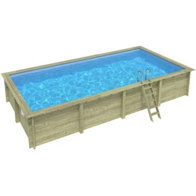 Pool AQUA 8.5 x 4.35 - H.1.45 m, hellblau, mit Stahlprofilen zum Einbetonieren