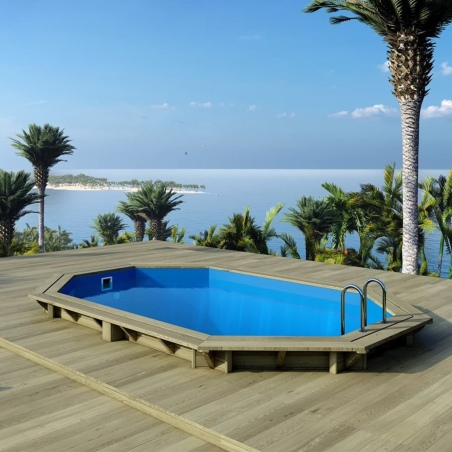 Pool NEMO 4.3 x 3 - H.1.18 m, hellblau, mit am Beton verschraubten Stahlprofilen