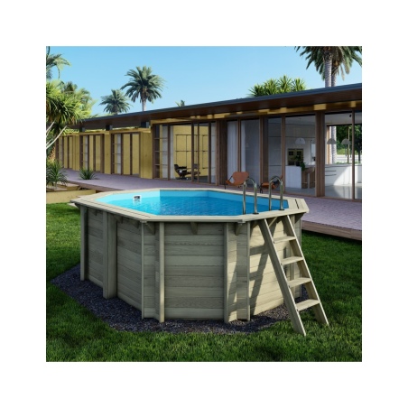 Pool NEMO 4.3 x 3 - H.1.31 m, hellblau, mit am Beton verschraubten Stahlprofilen