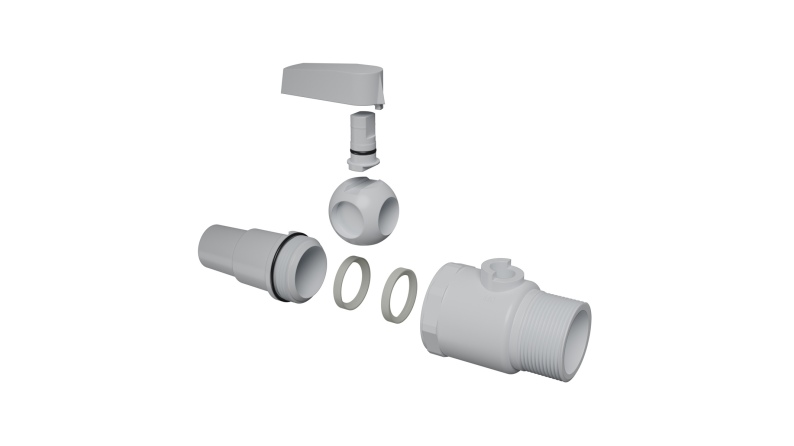 1-Wege-Kugelventil für Pool Ø38 mm