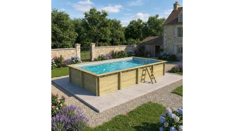 Pool AQUA 8.5 x 4.35 - H.1.45 m, grau, mit Stahlprofilen zum Einbetonieren