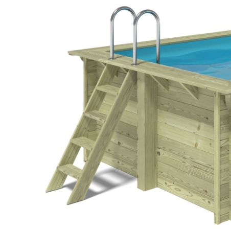 Pool AQUA 8.5 x 4.35 - H.1.45 m, sandfarben, mit am Beton verschraubten Stahlprofilen