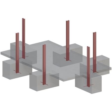 Pool AQUA 4.65 x 2.85 - H.1.24 m mit Liegefläche, grau, mit Stahlprofilen zum Einbetonieren