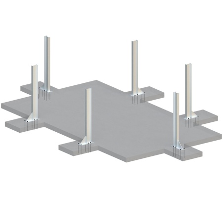 Pool AQUA 4.65 x 2.85 - H.1.24 m mit Liegefläche, hellblau, mit am Beton verschraubten Stahlprofilen