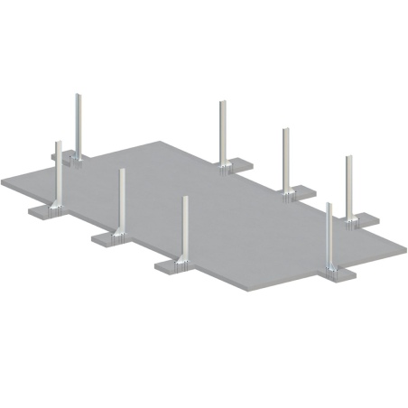 Pool AQUA 8.5 x 4.35 - H.1.45 m mit Liegefläche, grau, mit am Beton verschraubten Stahlprofilen