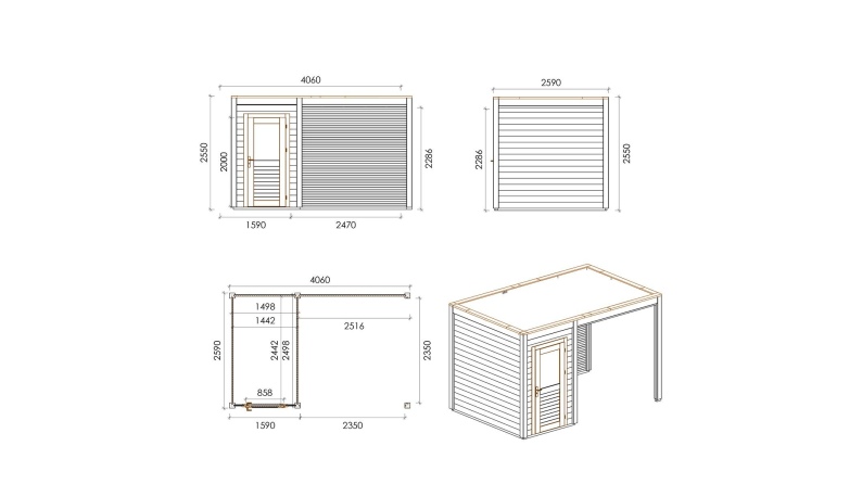 Gartenhaus, Gerätehaus Veya 4.06x2.59m - 10.52m2 - 28mm - Imprägniert