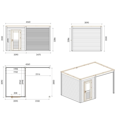 Gartenhaus, Gerätehaus Luma 4.56x3.09m - 14.09m2 - 28mm - Imprägniert