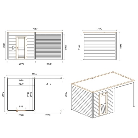 Gartenhaus, Gerätehaus Nexa 5.06x3.09m - 15.64m2 - 28mm - Imprägniert