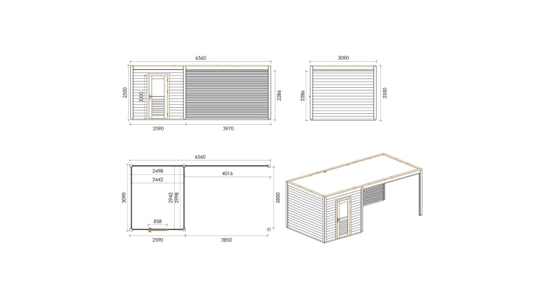 Gartenhaus, Gerätehaus Nexa 6.56x3.09m - 20.27m2 - 28mm - Imprägniert
