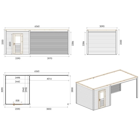 Gartenhaus, Gerätehaus Nexa 6.56x3.09m - 20.27m2 - 28mm - Imprägniert