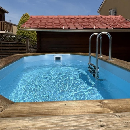 Pool NEMO 4.3 x 3 - H.1.31 m, grau, mit am Beton verschraubten Stahlprofilen