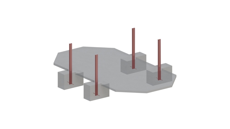 Pool NEMO 7.3 x 3.97 - H.1.45 m, grau, mit Stahlprofilen zum Einbetonieren