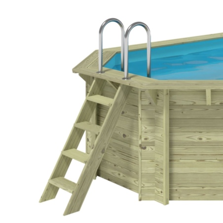 Pool NEMO 7.3 x 3.97 - H.1.45 m, grau, mit am Beton verschraubten Stahlprofilen