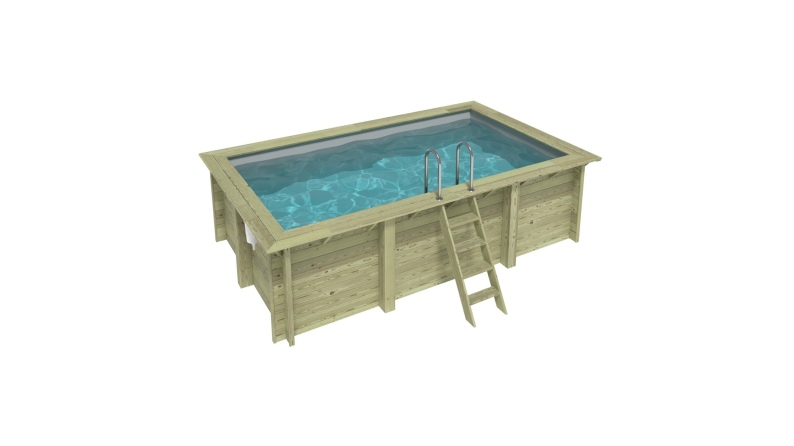 Pool AQUA 4.65 x 2.85 - H.1.24 m, grau, mit am Beton verschraubten Stahlprofilen