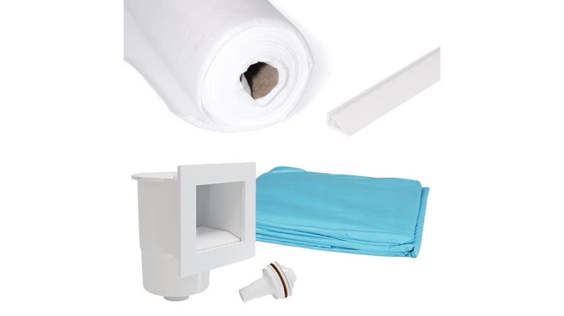 Pool AQUA 4.65 x 2.85 - H.1.24 m, grau, mit am Beton verschraubten Stahlprofilen