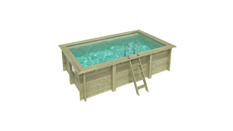Pool AQUA 4.65 x 2.85 - H.1.24 m, sandfarben, mit am Beton verschraubten Stahlprofilen