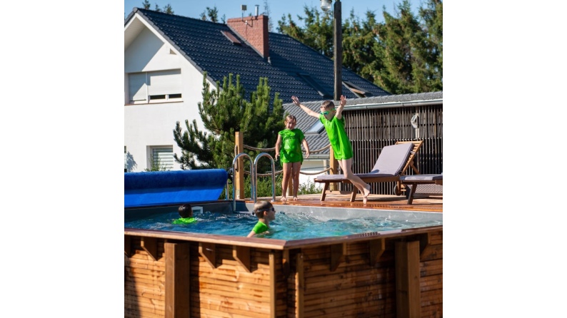 Pool AQUA 4.65 x 2.85 - H.1.24 m, grau, auf Rahmen - ohne Betonieren