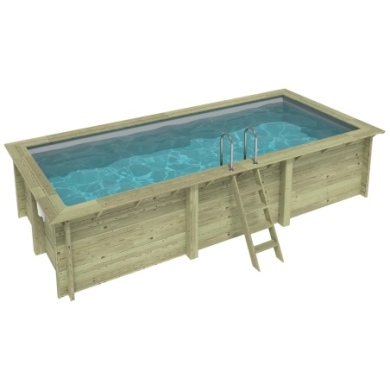Pool AQUA 6.1 x 2.85 - H.1.31 m, grau, mit am Beton verschraubten Stahlprofilen