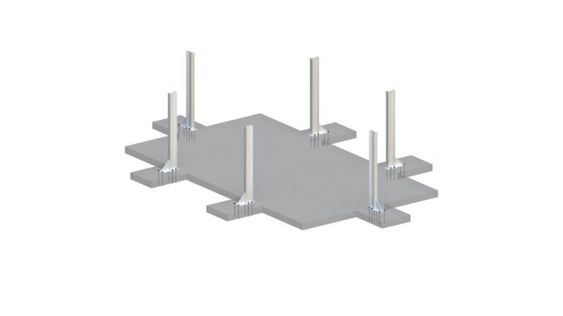 Pool AQUA 6.1 x 2.85 - H.1.31 m, grau, mit am Beton verschraubten Stahlprofilen