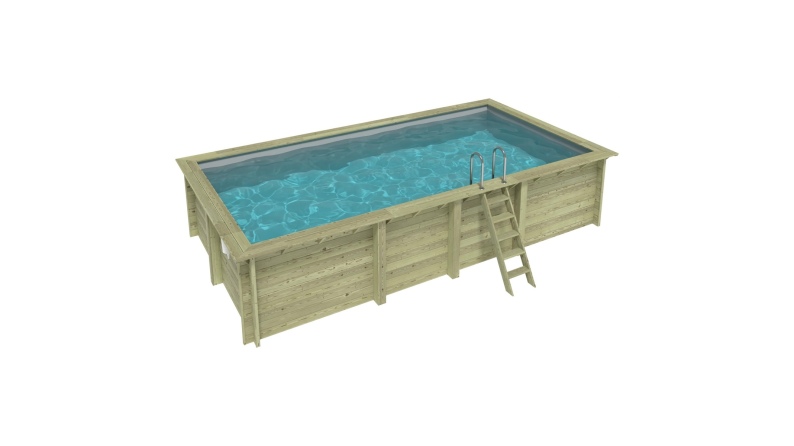 Pool AQUA 7 x 3.75 - H.1.45 m, grau, mit am Beton verschraubten Stahlprofilen