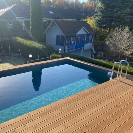 Pool AQUA 7 x 3.75 - H.1.45 m, grau, mit am Beton verschraubten Stahlprofilen