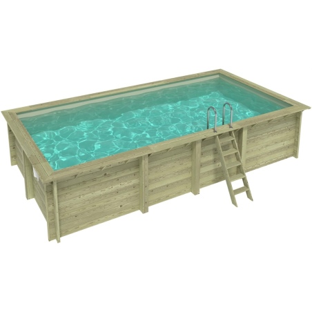 Pool AQUA 7 x 3.75 - H.1.45 m, sandfarben, mit am Beton verschraubten Stahlprofilen