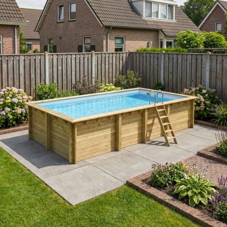 Pool AQUA 7 x 3.75 - H.1.45 m, grau, auf Rahmen - ohne Betonieren