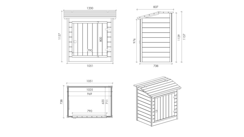 Holzschrank für Poolfilteranlage 1.2 x 0.84 – H.1.16 m. Imprägniert