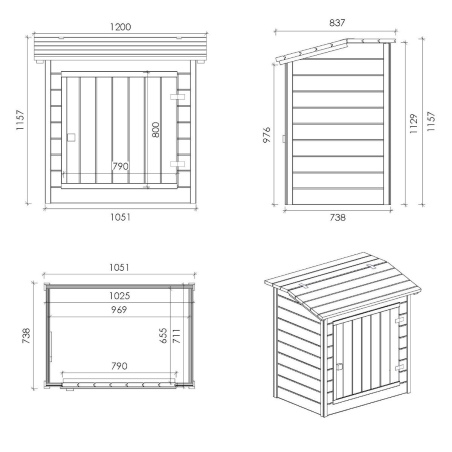 Holzschrank für Poolfilteranlage 1.2 x 0.84 – H.1.16 m. Imprägniert