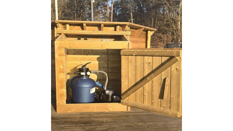 Holzschrank für Poolfilteranlage 1.2 x 0.84 – H.1.16 m. Imprägniert
