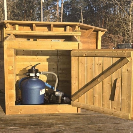 Holzschrank für Poolfilteranlage 1.2 x 0.84 – H.1.16 m. Imprägniert