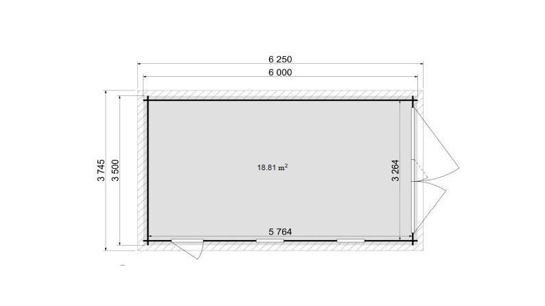 Autogarage aus Holz - 21m2 - 3.5x6m - 28mm - Imprägniert