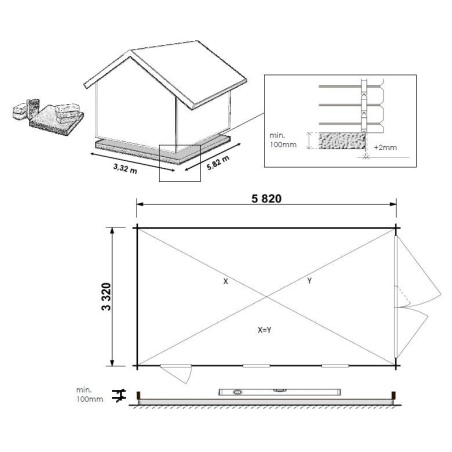 Autogarage aus Holz - 21m2 - 3.5x6m - 28mm - Imprägniert