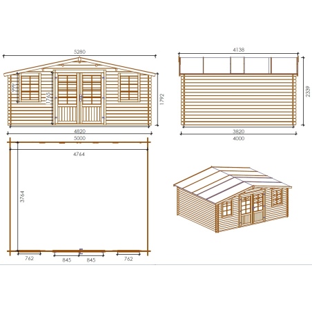 Gartenhaus, Gerätehaus 20m2 - 5x4m - 28mm - Imprägniert