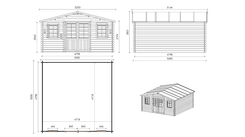 Gartenhaus, Gerätehaus 25m2 - 5x5m - 40mm