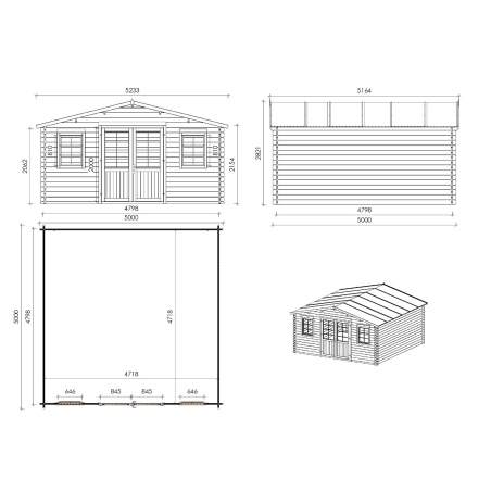 Gartenhaus, Gerätehaus 25m2 - 5x5m - 40mm