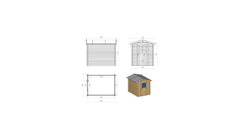 Gartenhaus, Gerätehaus 4.75m2 - 1.9x2.5m - 28mm