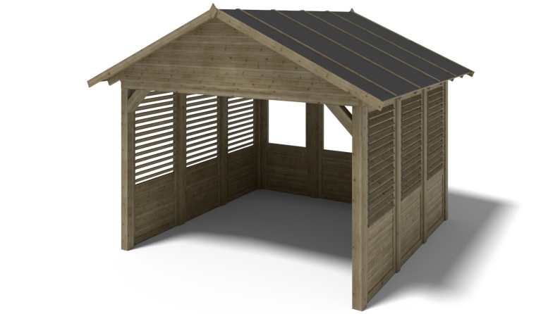 Gartenlaube Gartenpavillon 4.04x4.04m mit Paneelen - Imprägniert
