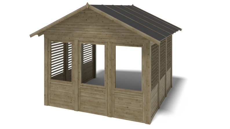 Gartenlaube Gartenpavillon 4.04x4.04m mit Paneelen - Imprägniert