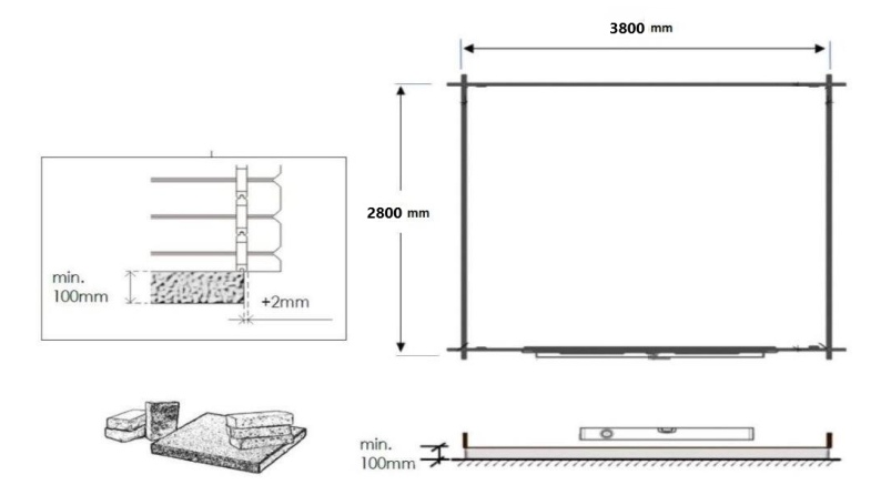 Gartenhaus, Gerätehaus 12m2 - 4x3m - 40mm - Imprägniert