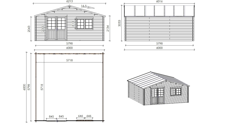 Gartenhaus, Gerätehaus 36m2 - 6x6m - 40mm