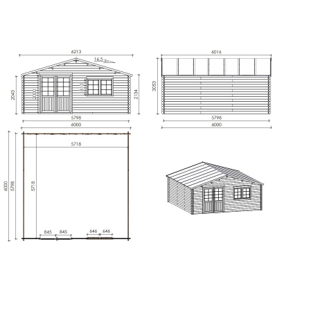 Gartenhaus, Gerätehaus 36m2 - 6x6m - 40mm