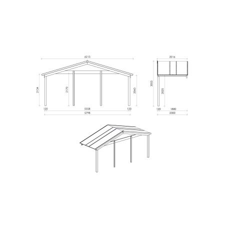Gartenhaus, Gerätehaus – 6x6 m mit Anbau 6x5.72 m - 48 m²