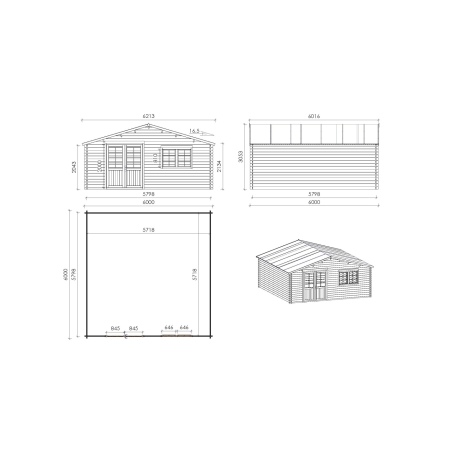 Gartenhaus, Gerätehaus – 6x6 m mit Anbau 6x5.72 m - 54 m²