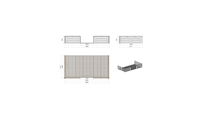 Gartenhaus, Gerätehaus – 6x6 m mit Anbau 6x5.72 m - 54 m²