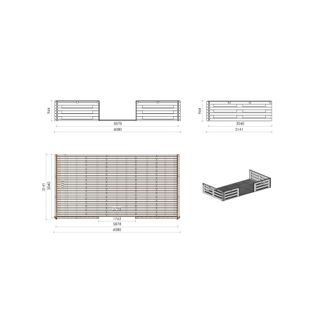 Gartenhaus, Gerätehaus – 6x6 m mit Anbau 6x5.72 m - 54 m²