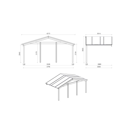 Gartenhaus, Gerätehaus – 6x6 m mit Anbau 6x5.72 m - 54 m²