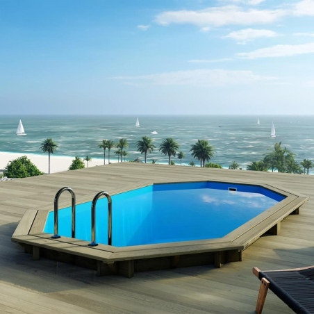 Pool NEMO 4.3 x 3 - H.1.31 m, hellblau, mit Stahlprofilen zum Einbetonieren